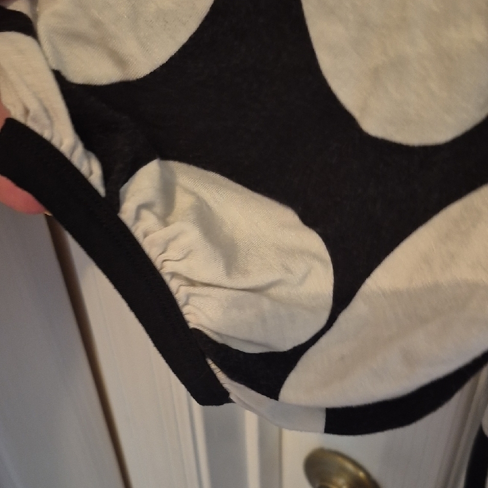 AZI Polka Dot Scoop-Neck Tunic Top - Black & Cream - Picture 3 of 6